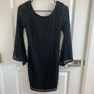 Long, sleeve black dress
